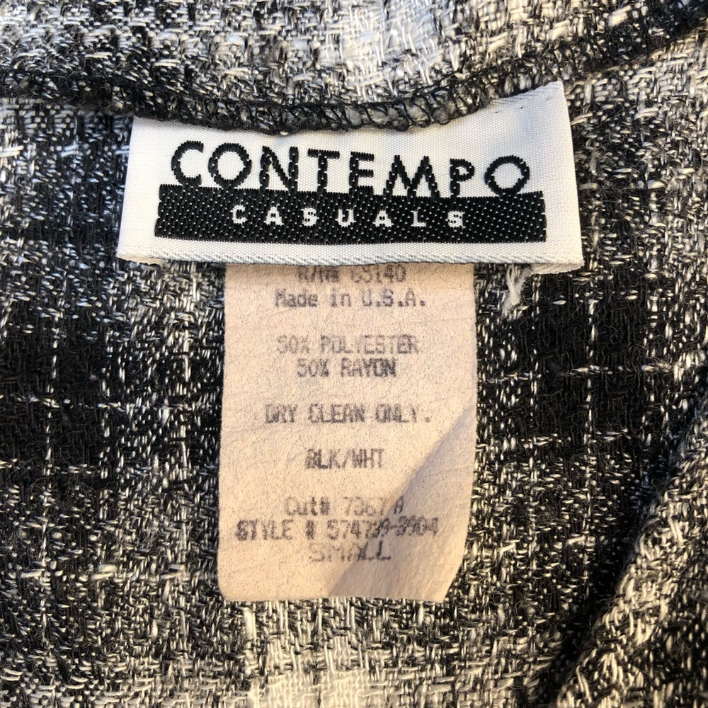 Vintage zipper vest Contempo Casuals plaid black white - Picture 3 of 8